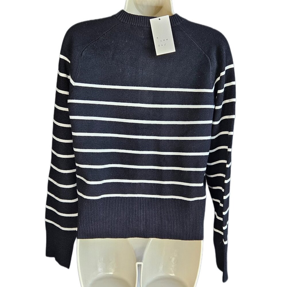 A New Day™ Women's Lady Jacket Cardigan - NWT, Size XS, Black/White Striped - Picture 2 of 9